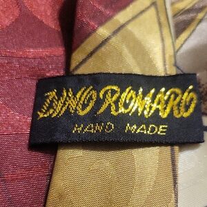 Dino Romaro Handmade Polyester Red and Gold Neck Tie